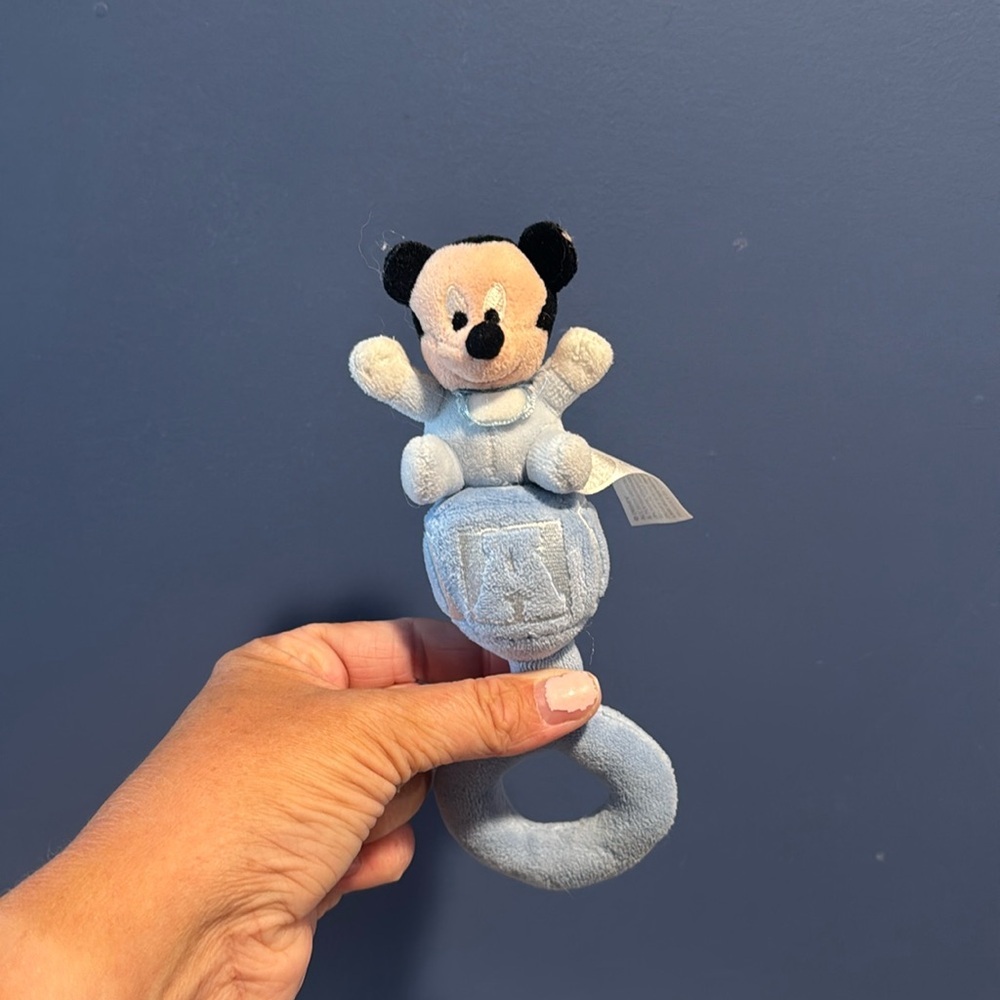 Mickey Mouse baby rattle from Disneyland blue